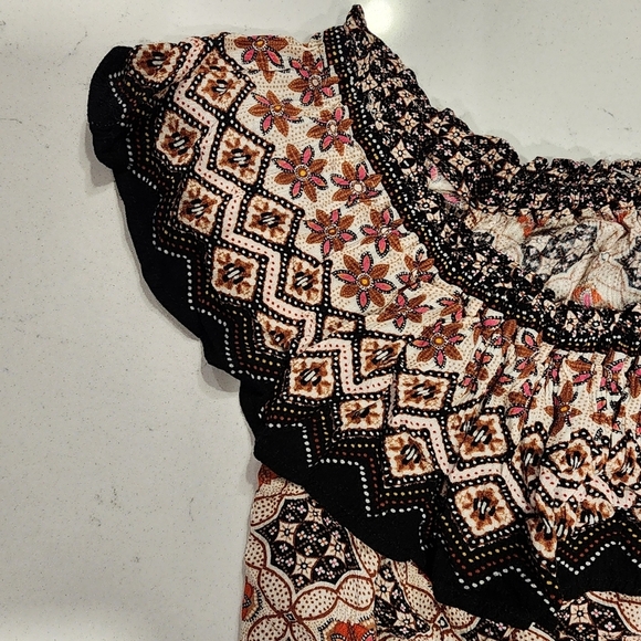 Aeropostale Black Cream MINI Off The Shoulders Sundress Women's Medium M EUC - Picture 7 of 16